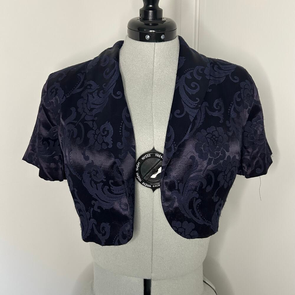 Vintage Purple CDC Floral Jacquard Short Sleeve Bolero Size 8